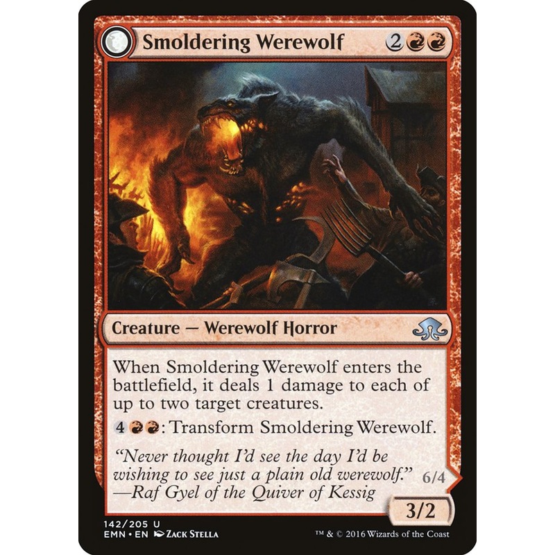 Smoldering Werewolf // Erupting Dreadwolf [Eldritch Moon]