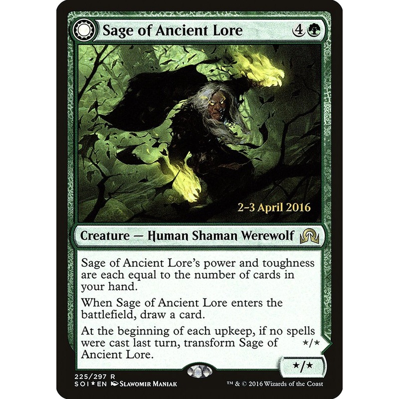 Sage of Ancient Lore // Werewolf of Ancient Hunger [Shadows over Innistrad Prerelease Promos]