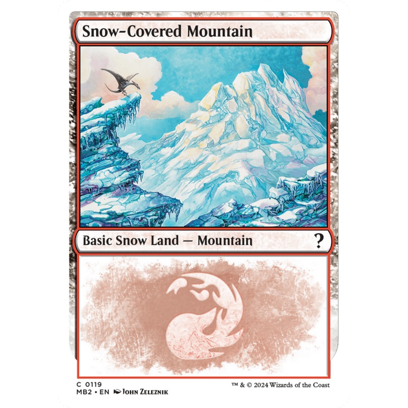 Snow-Covered Mountain (White Border) [Mystery Booster 2]