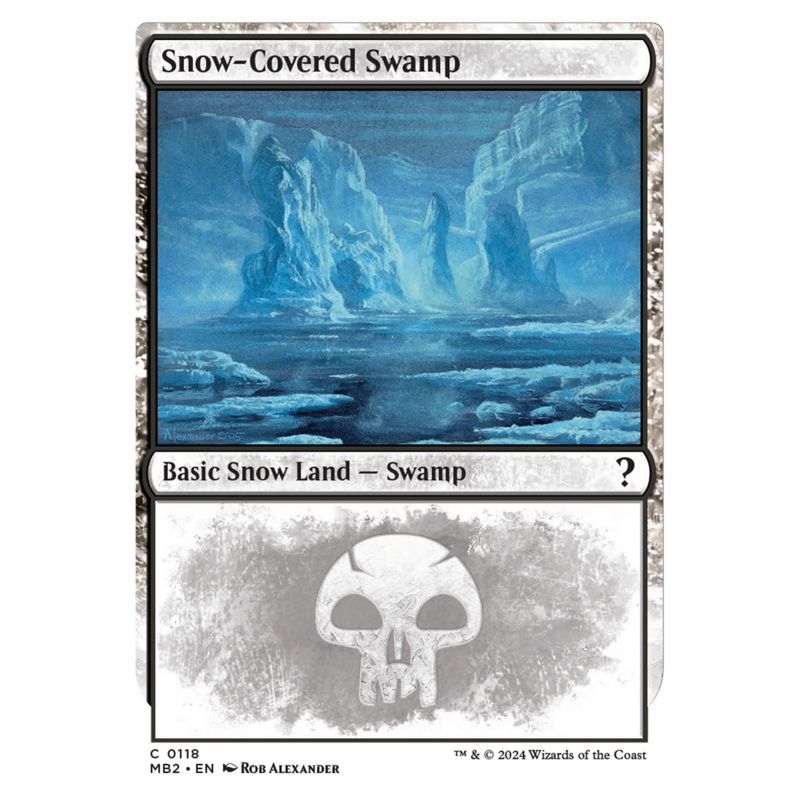 Snow-Covered Swamp (White Border) [Mystery Booster 2]