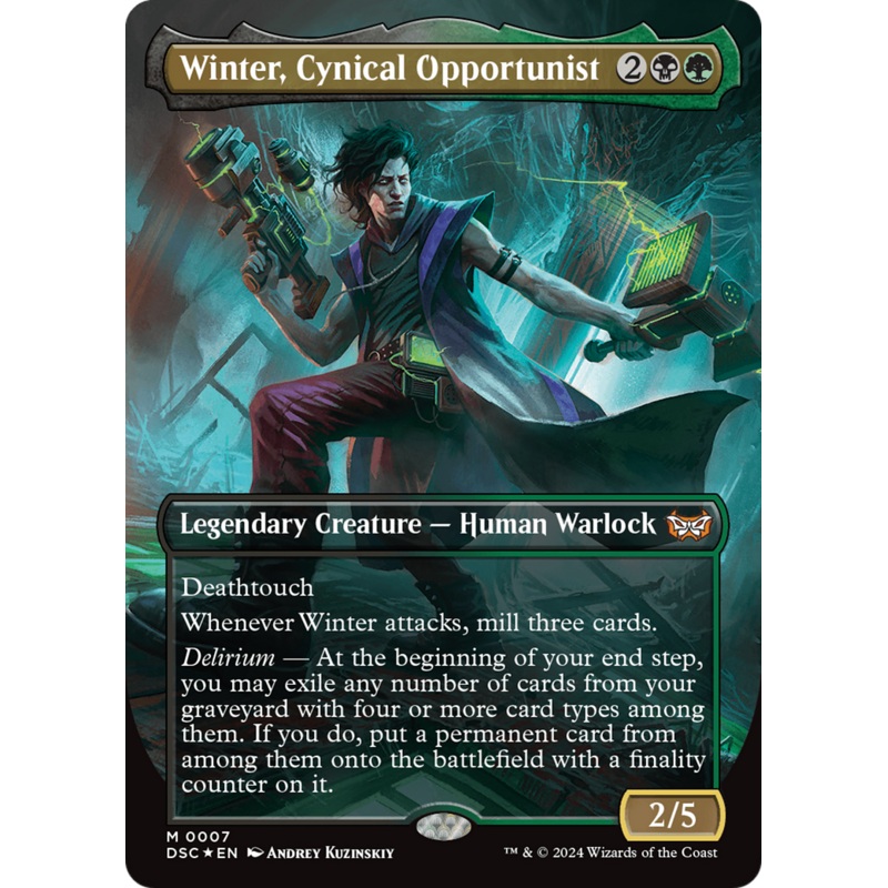Winter, Cynical Opportunist (Borderless) [Duskmourn: House of Horror Commander]