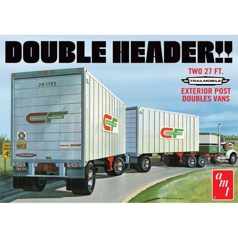 AMT 1132 1:25 Double Header Tandem Van Trailers