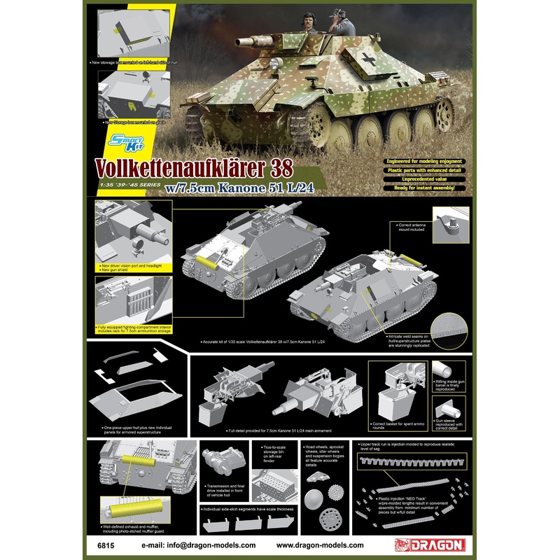 Dragon 6815 1:35 Vollkettenaufklaerer 38 with 7.5cn Kanone 51 L/24