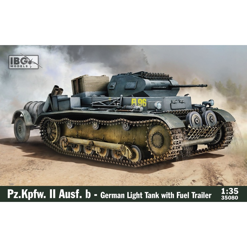IBG Models 35080 1:35 Pz.Kpfw.II Ausf.B - German Light Tank with fuel trailer