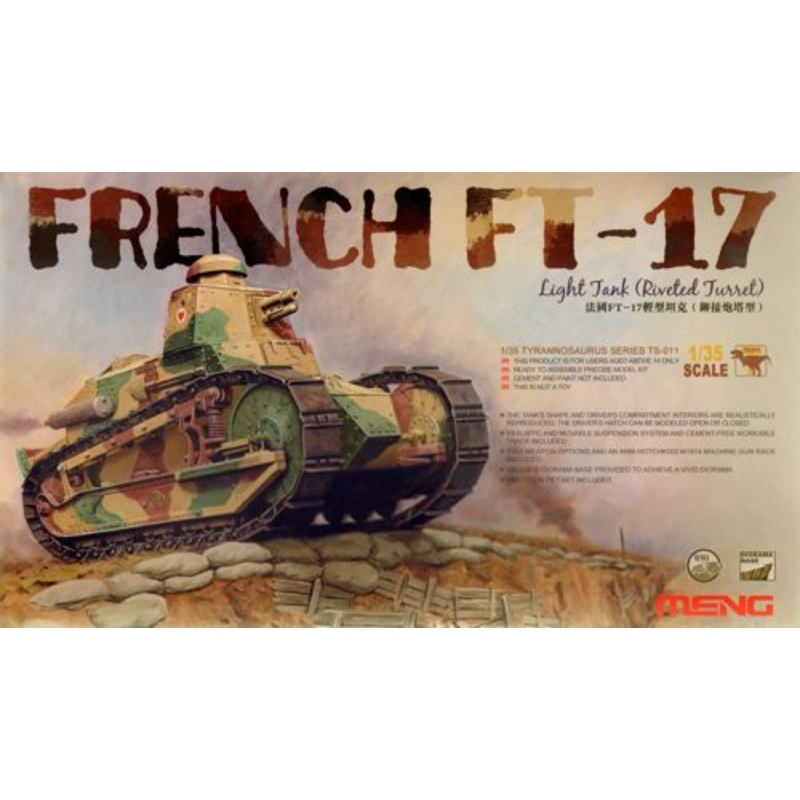 Meng Model TS-011 1:35 French Renault FT-17 Light Tank (Riveted Turret)