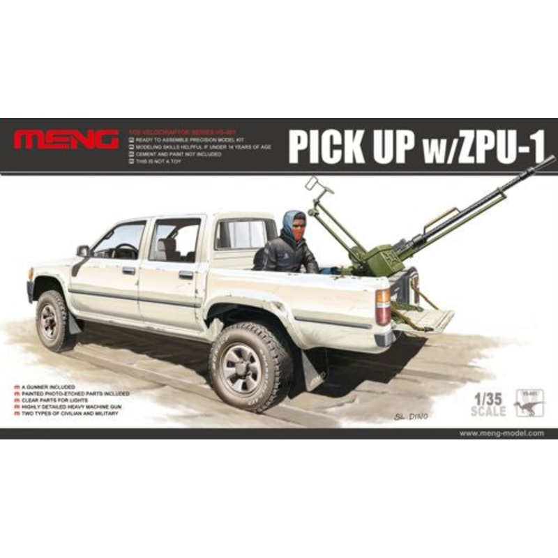 Meng Model VS-001 1:35 Dual Cab Toyota Hi-Lux Pick Up truck with ZPU1 Anti-Aircraft Gun