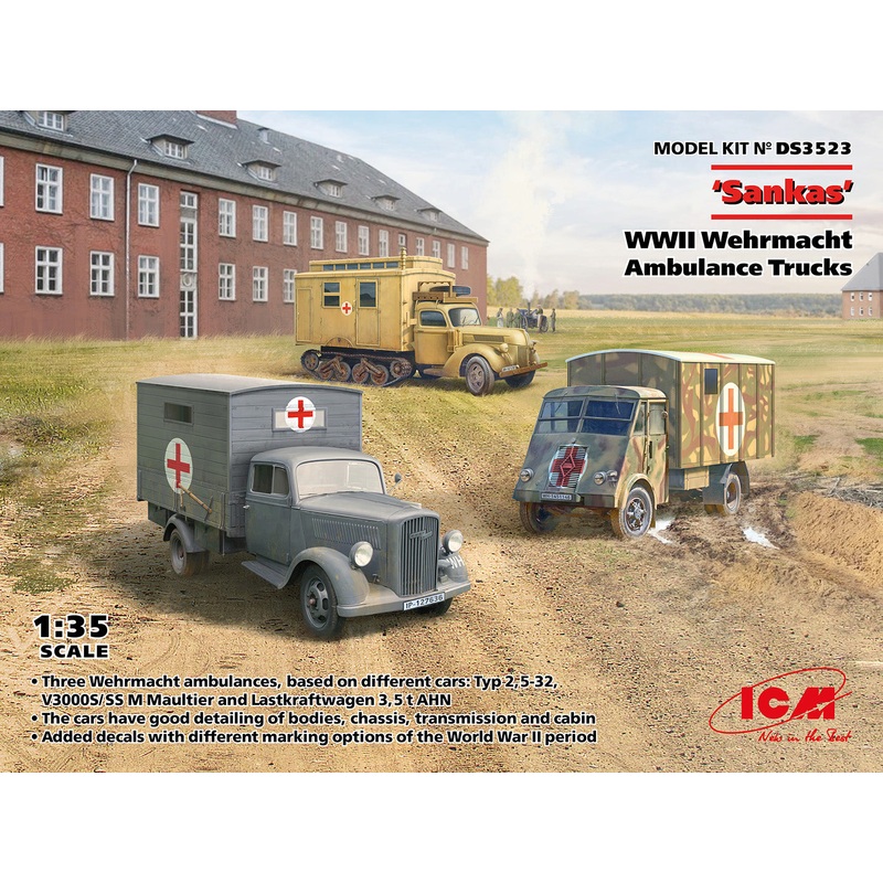 ICM DS3523 1:35 'Sankas' WWII Wehrmacht Ambulance Trucks