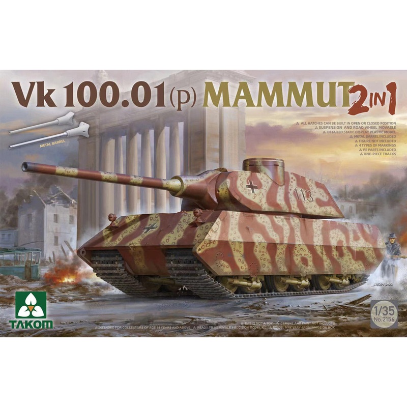 Takom 2156 1:35 German VK 100.01 (p) Mammut, WWII Super-heavy Concept Tank 2-in-1