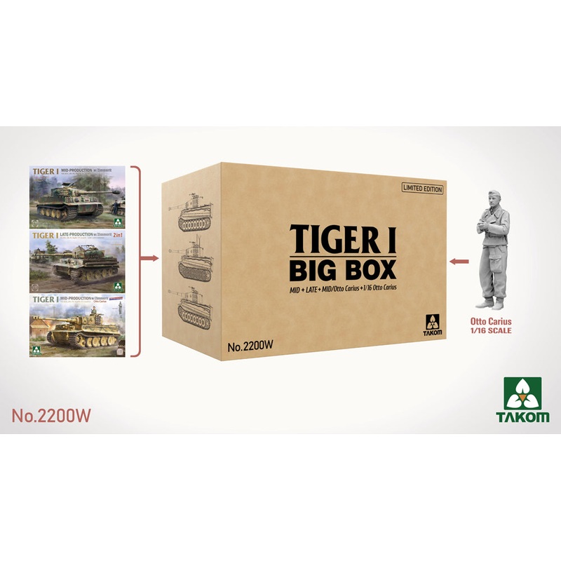 Takom 2200W 1:35 Pz.Kpfw.VI Tiger I Big Box Limited Edition (3 tanks 2 figures)