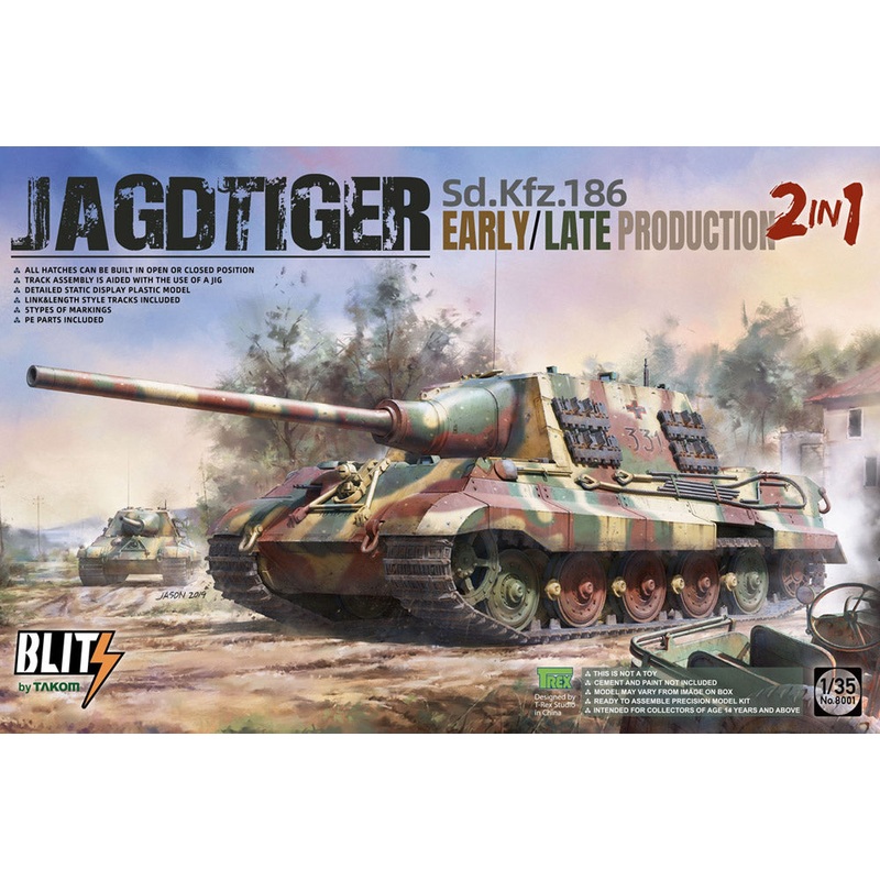 Takom 8001 1:35Sd.Kfz.186 Jagdtiger Early/Late production 2 in 1