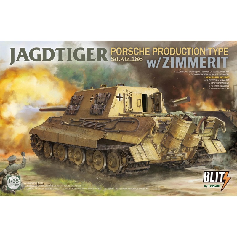 Takom 8012 1:35 Jagdtiger Sd.Kfz.186 Porsche turret with Zimmerit
