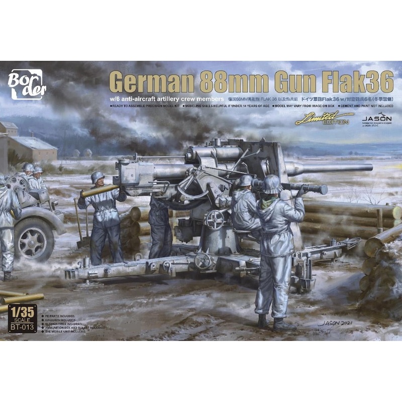 Border Models BT-013 1:35 German 88mm Gun FlaK36 with 6 Anti-Aircraft Artillery Crew Members