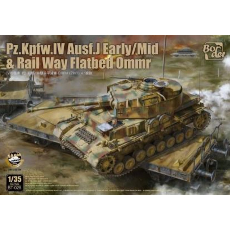 Border Models BT-025 1:35 Pz.Kpfw. IV Ausf. J Early/Mid & Rail Way Flatbed Ommr