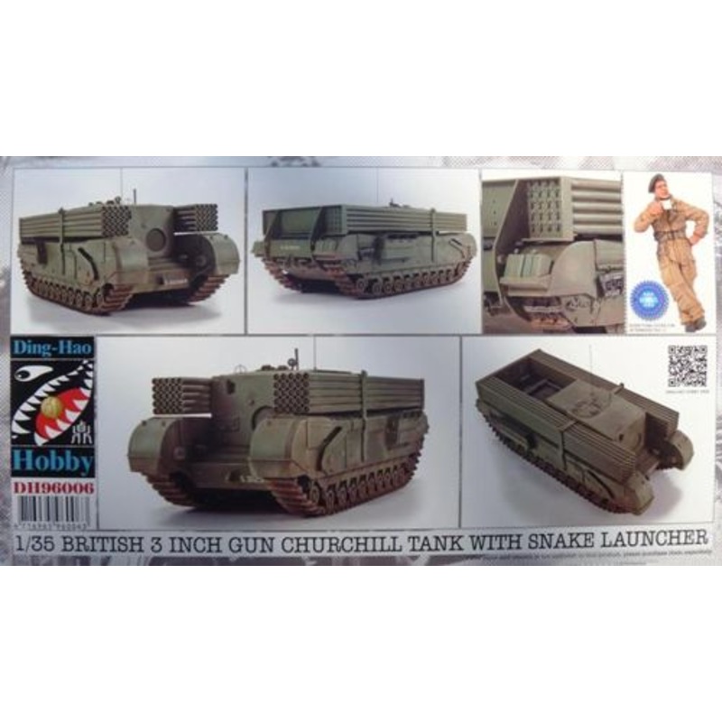 Ding-Hao Hobby DH96006 1:35 Churchill 3 inch Gun Carrier with 25+25 Snake Pipes & Bonus Resin Figure