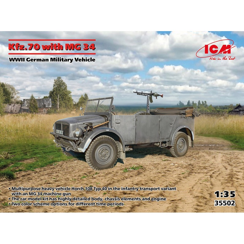 ICM 35502 1:35 Kfz.70 with MG 34, WWII German Military Vehicle