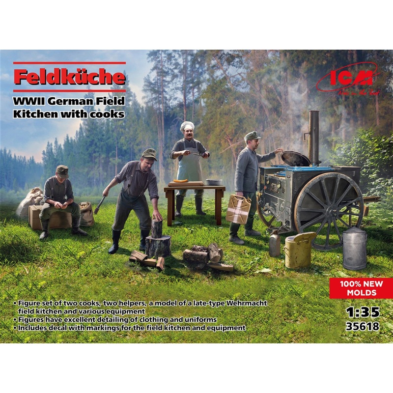 ICM 35618 1:35 Feldkueche, WWII German Field Kitchen with 2 cooks and 2 helpers