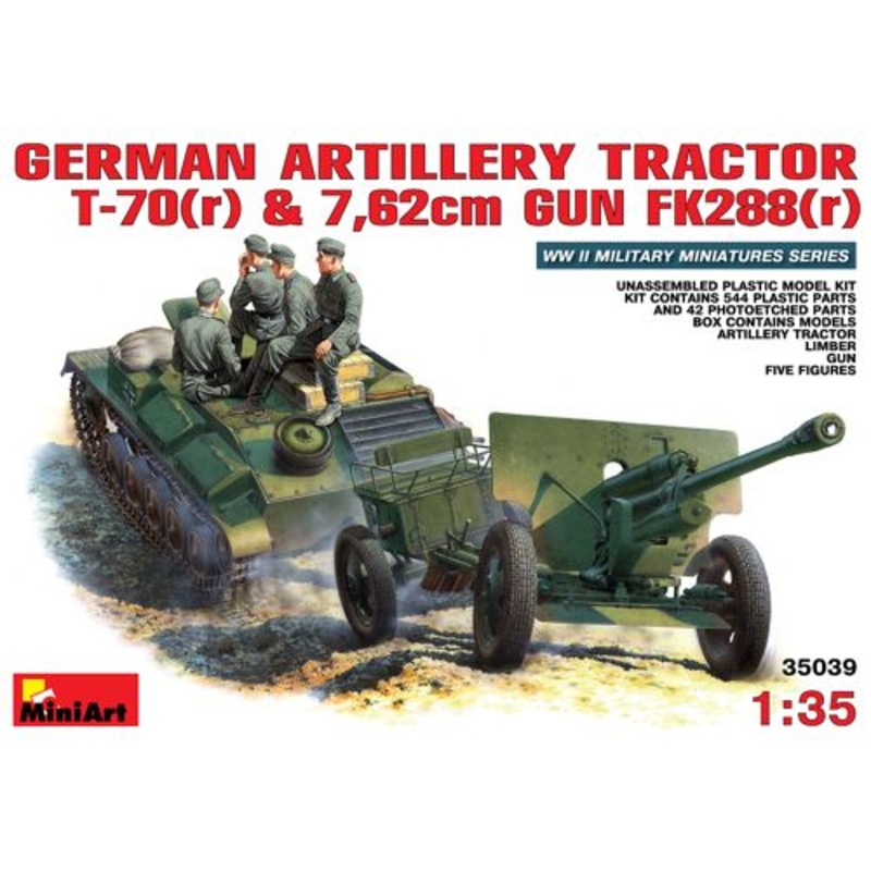 MiniArt 35039 1:35 German Artillery Tractor T-70(r) towing 76,2mm FK 288(r) and with crew figures