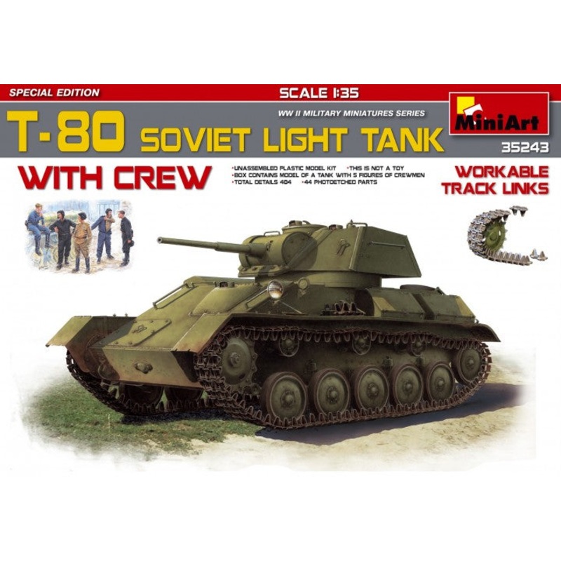MiniArt 35243 1:35 T-80 Soviet Light Tank with Crew