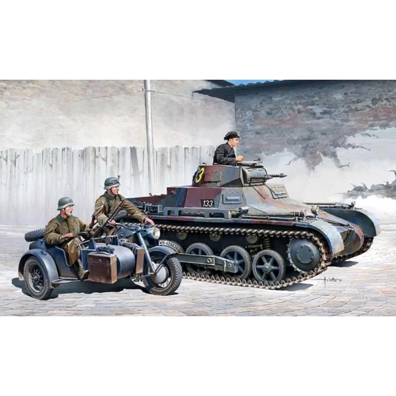 Academy 13556 1:35 WWII German Pz.Kpfw.I Ausf.B & Motorcycle,