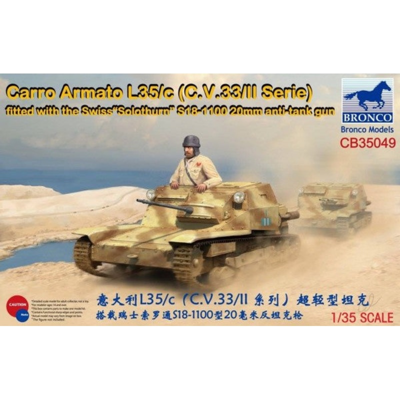 Bronco Models CB35049 1:35 Carro Armato L35/c (C.V.33/II Serie) Fitted with the Swiss Solothurn S18-1100 20mm anti-tank gun