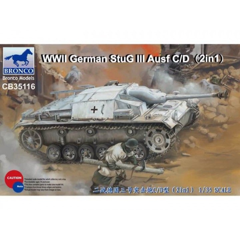 Bronco Models CB35116 1:35 WWII German Sturmgeschutz/StuG.III Ausf.C/D with 75mm StuK 37/L24 & 75mm StuK40/L48 (2 in 1)