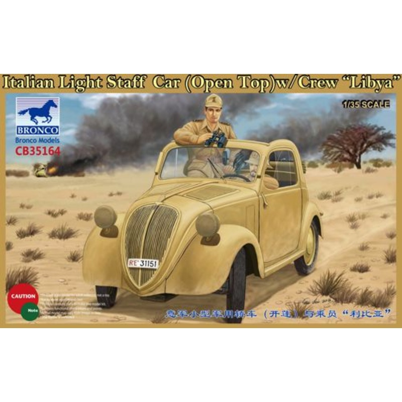 Bronco Models CB35164 1:35 Fiat 500 'Topolino' Italian Light Staff Car version (Open Top) with Crew 'Libya'