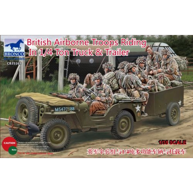 Bronco Models CB35169 1:35 British Airborne Troops Riding in 1/4 ton Truck and Trailer