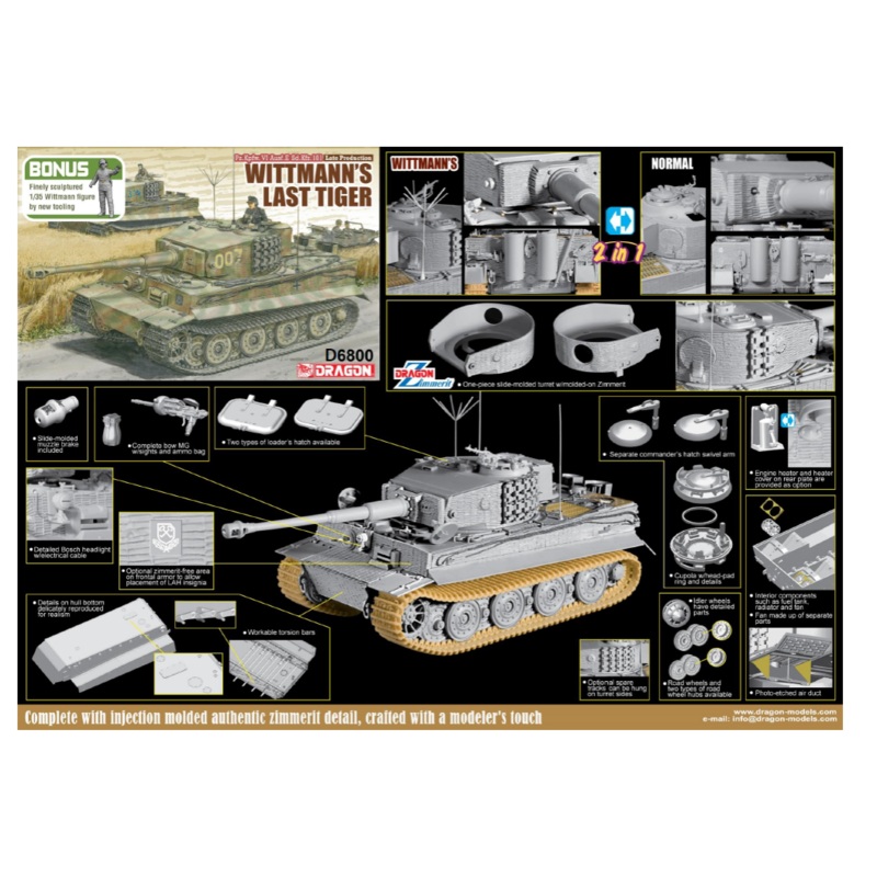 Dragon 6800 1:35 Pz.Kpfw.VI Tiger 'Wittmann's Last Tiger' with Wittman figure