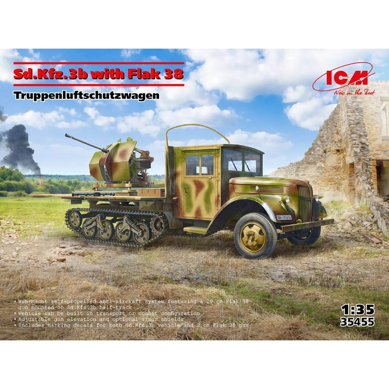 ICM 35455 1:35 Sd.Kfz.3b with Flak 38 Truppenluftschutzwagen