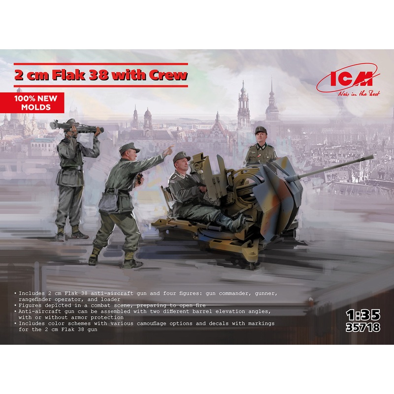 ICM 35718 1:35 Flak 38 with Crew - with new parts