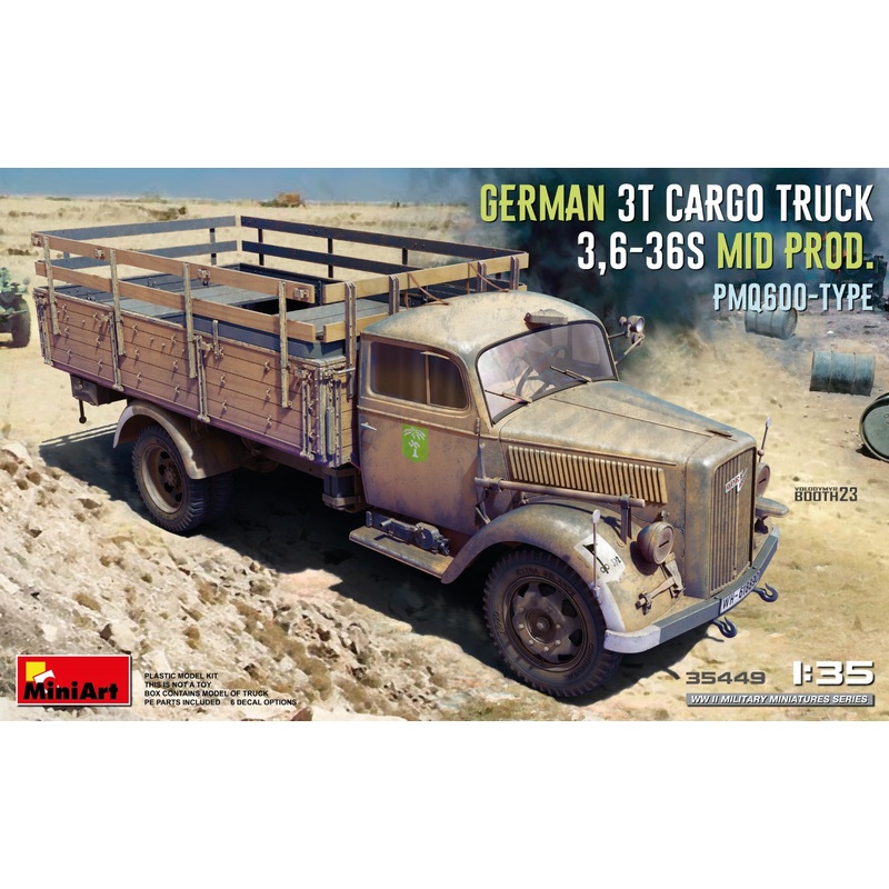 MiniArt 35449 1:35 German 3T Cargo Truck 3,6-36S Mid Prod. PMQ600-TYPE