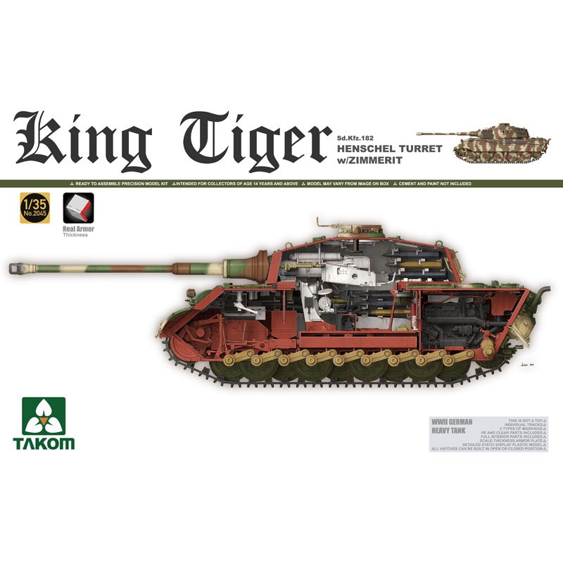 Takom 2045 1:35 Pz.Kpfw.VI King Tiger with Henschel Turret, Zimmerit and Interior