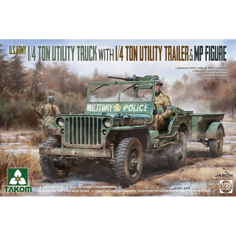 Takom 2126 1:35 U.S. Army ton Utility Truck with ton Utility Trailer + MP Figure