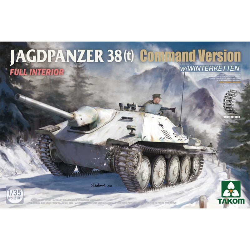 Takom 2181 1:35 Jagdpanzer 38(t) Command Version with Winterketten & Interior