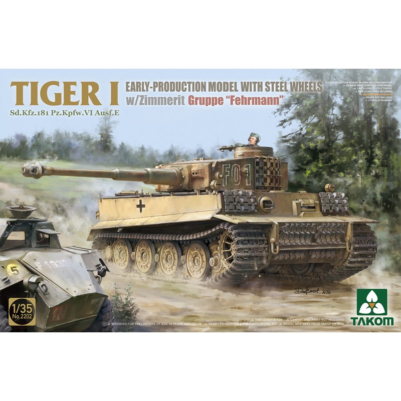 Takom 2202 1:35 German WWII Tiger I Early w/Zimmerit Gruppe Fehrmann