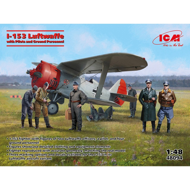 ICM 48094 1:48 Polikarpov I-153 with Luftwaffe Pilots and Ground Personnel