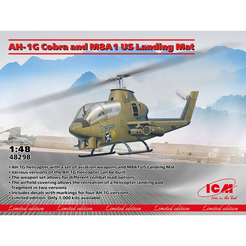 ICM 48298 1:48 Bell AH-1G Cobra and M8A1 US Landing Mat