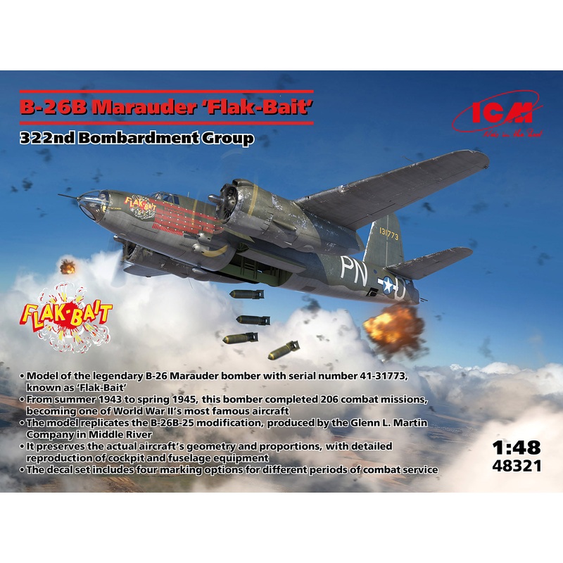 ICM 48321 1:48 Martin B-26B Marauder 'Flak Bait'.