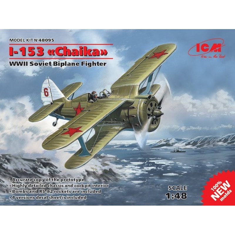 ICM 48095 1:48 Polikarpov I-153 WWII Soviet Biplane Fighter