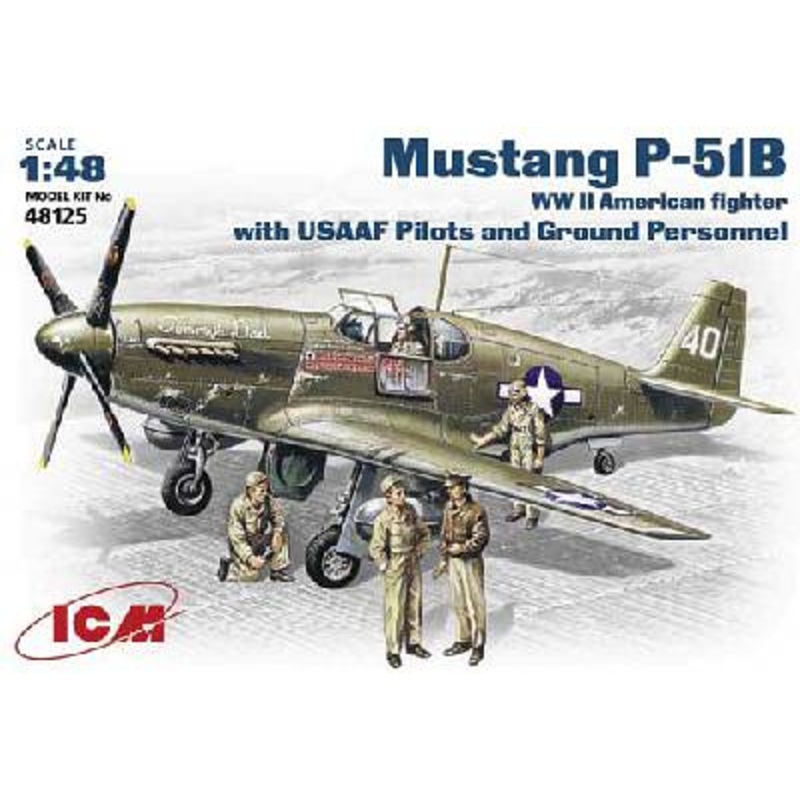 ICM 48125 1:48 North-American P-51B Mustang USSAF with Pilots & Ground Personnel