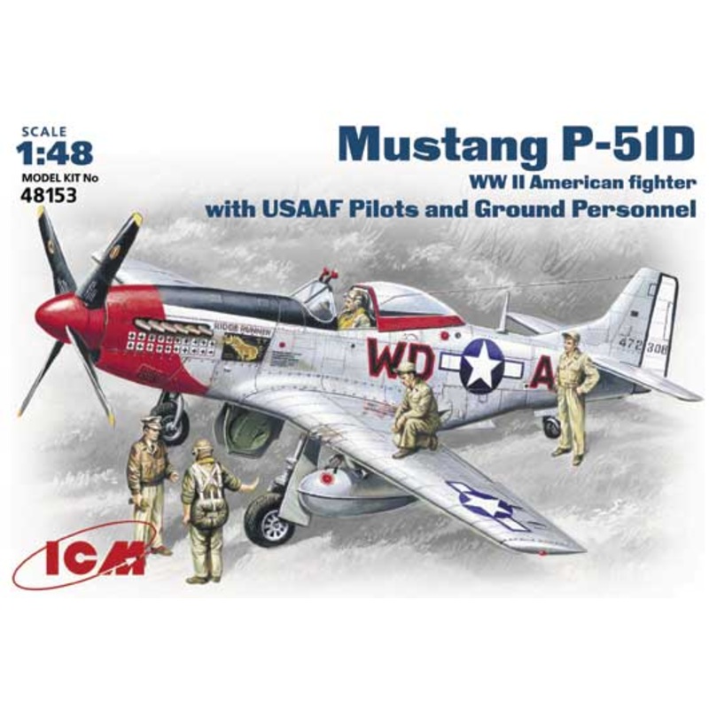ICM 48153 1:48 North-American P-51D Mustang with USAAF Pilots & Ground Personnel