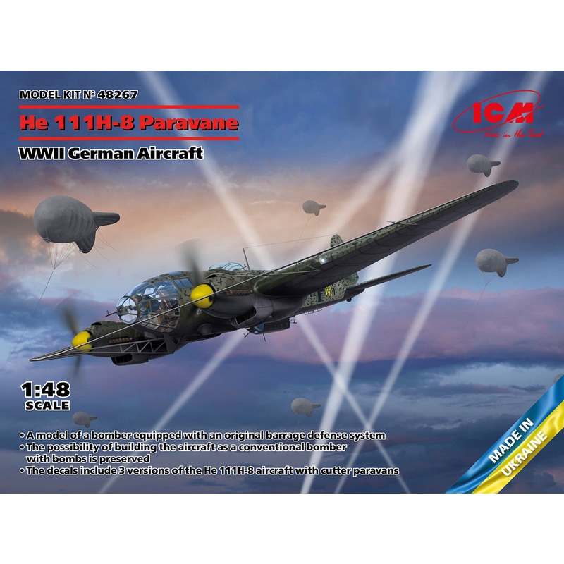 ICM 48267 1:48 Heinkel He111 H-8 with Anti-Barrage Balloon Paravane
