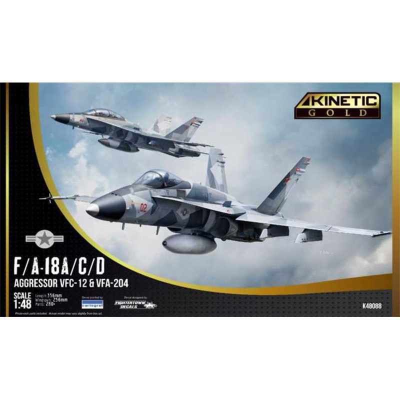 Kinetic K48088 1:48 McDonnell-Douglas F/A-18A/C/D Aggressor VFC-12 & VFA-204 (Gold)