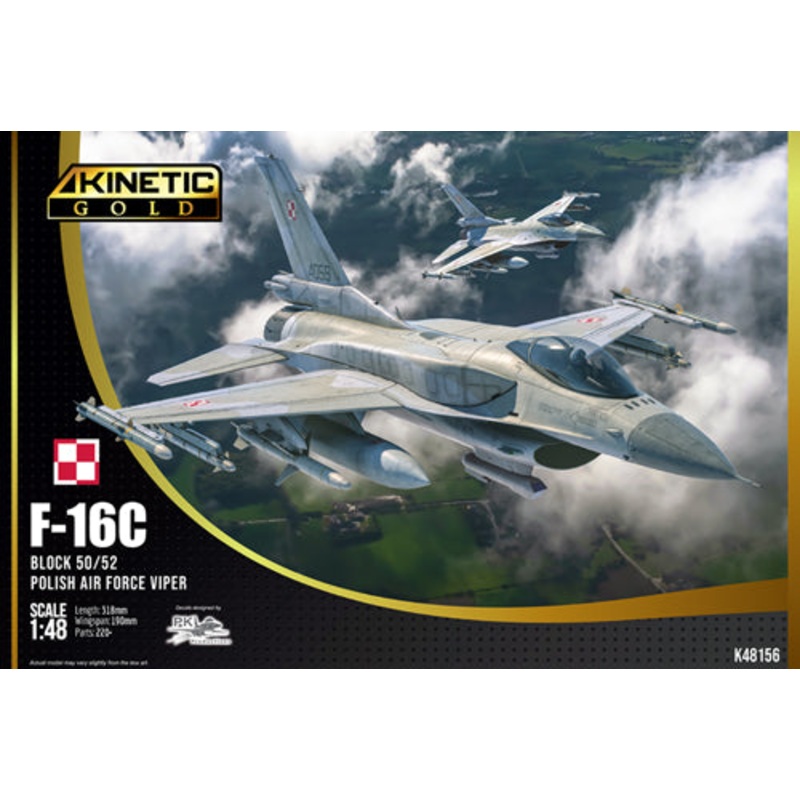 Kinetic Model Kits K48156 1:48 Lockheed-Martin F-16C Fighting Falcon Block 50/52 Polish Air Force (with CFT) Gold series