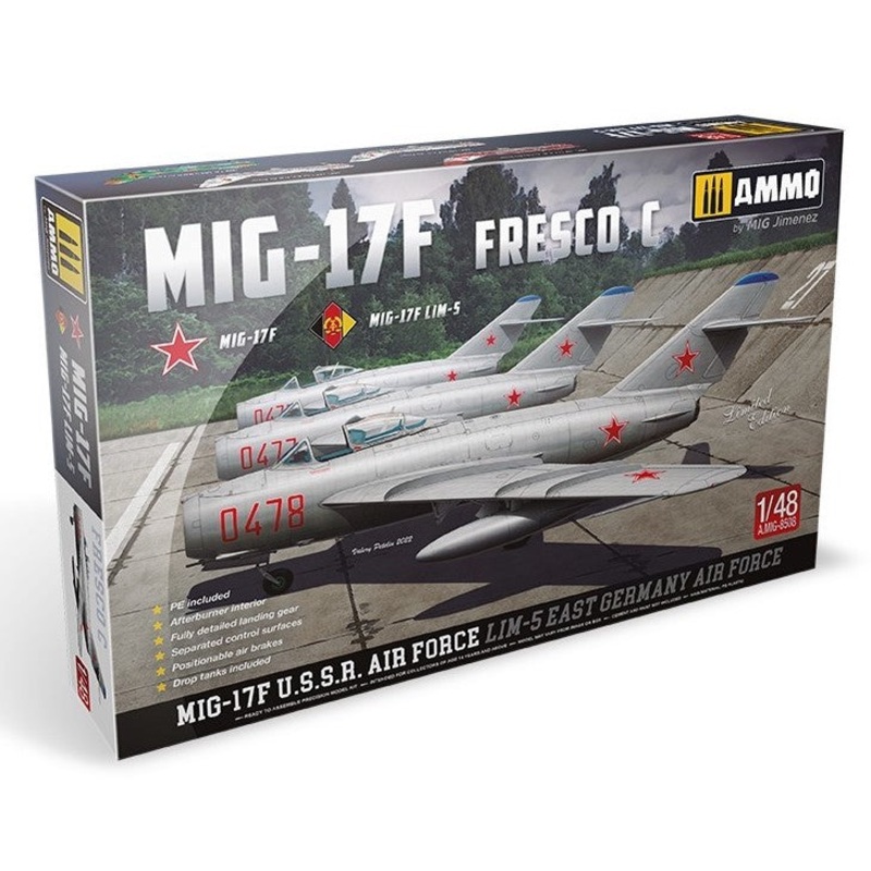 AMMO MIG8508 1:48 Mikoyan MIG-17F Fresco C (MiG-17F U.S.S.R. Air Force, LIM-5 East Germany Air Force)