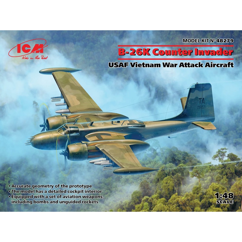 ICM 48279 1:48 Douglas B-26K Counter Invader USAF Vietnam War Attack Aircraft