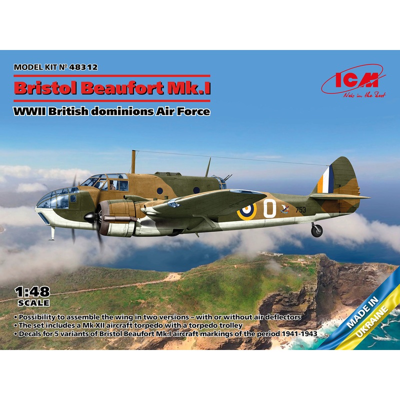 ICM 48312 1:48 Bristol Beaufort Mk.I WWII British Dominions Air Force