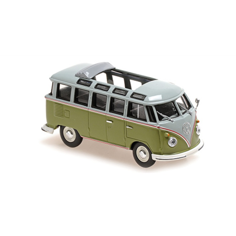 [ Back-order ] MINICHAMPS 940052300 1:43 VW Samba Bus 1961 Green / Grey model car