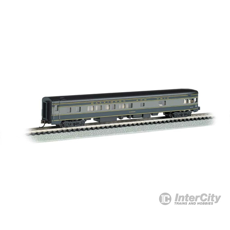 Bachmann 14353 85' Smooth-Side Boat-Tail Observation w/Lighting - Ready to Run -- Baltimore & Ohio (blue, gray, black)