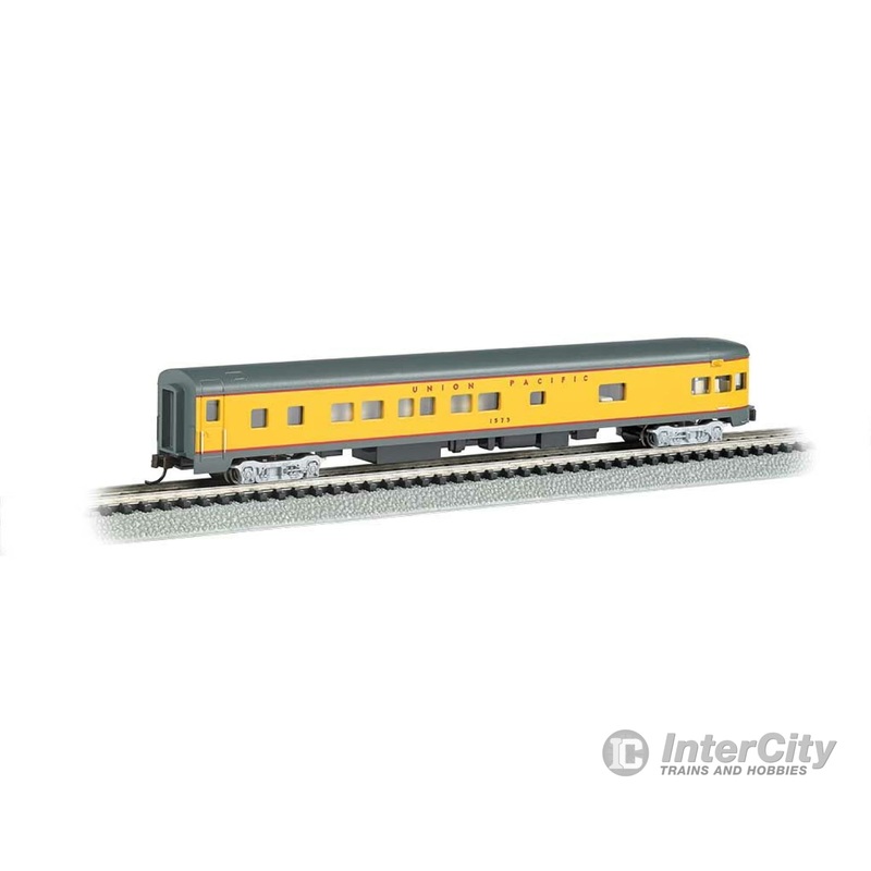 Bachmann 14354 85' Smooth-Side Boat-Tail Observation w/Lighting - Ready to Run -- Union Pacific (Armour Yellow, gray, red)